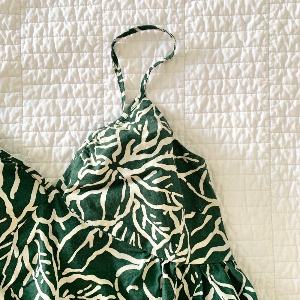 Gap Tiered Floral Midi High Low Dress - Dark Green - Size Small - Picture 3 of 8